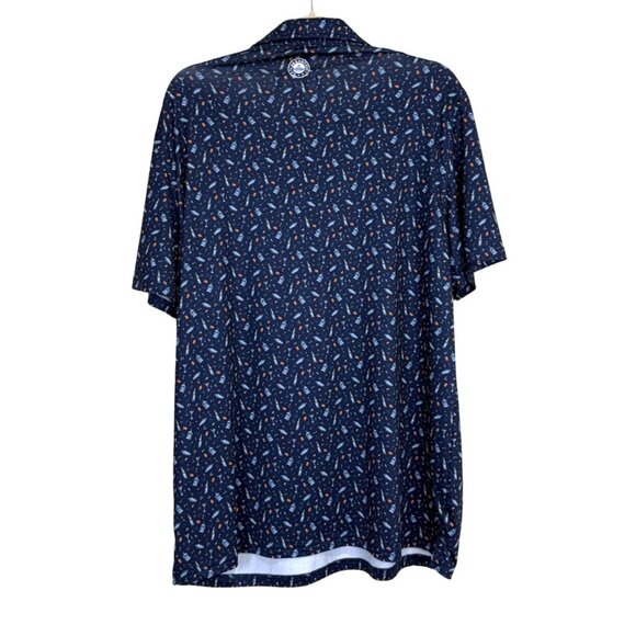 Flag & Anthem Polo Shirt MadeFlex Short Sleeve Navy Blue Cocktail Mens Size L - Picture 2 of 7